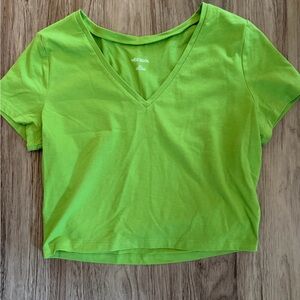 Wild Fable Bright Green V-Neck Crop Top